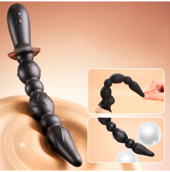 MizzZee - Pleasure Vibrating Anal Beads (Chargeable - Black)